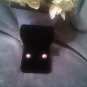 Genuine Pearl Earrings  In Pale Rose Pink Color Approximately 11mm Pearls New